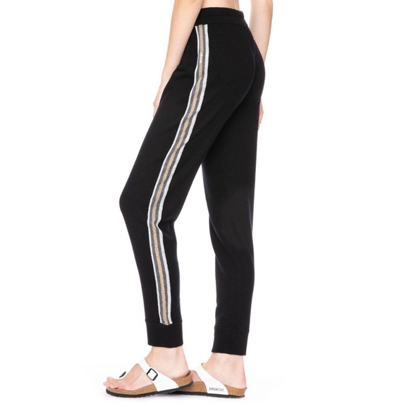 Sundry Pants - Sundry Metallic Side Striped Cashmere Wool Blend Joggers